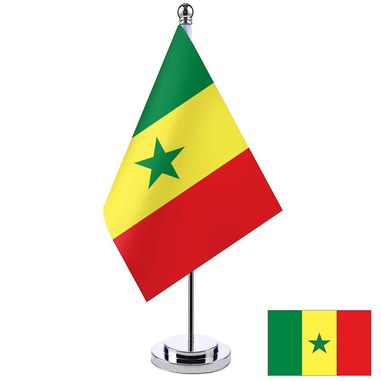 Scitoo 14x21cm Office Desk Flag Of Senegal Banner Boardroom Table Stand Pole The Senegal Closet Cabinet Flag Set Meeting Room Decor Senegal Silver