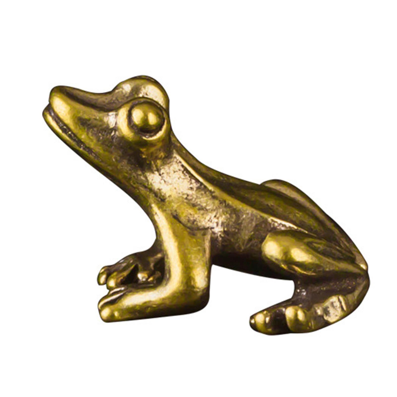 wirlsweal Bronze Sculpture Antique Solid Brass Lovely Little Frog Sculpture for Collection