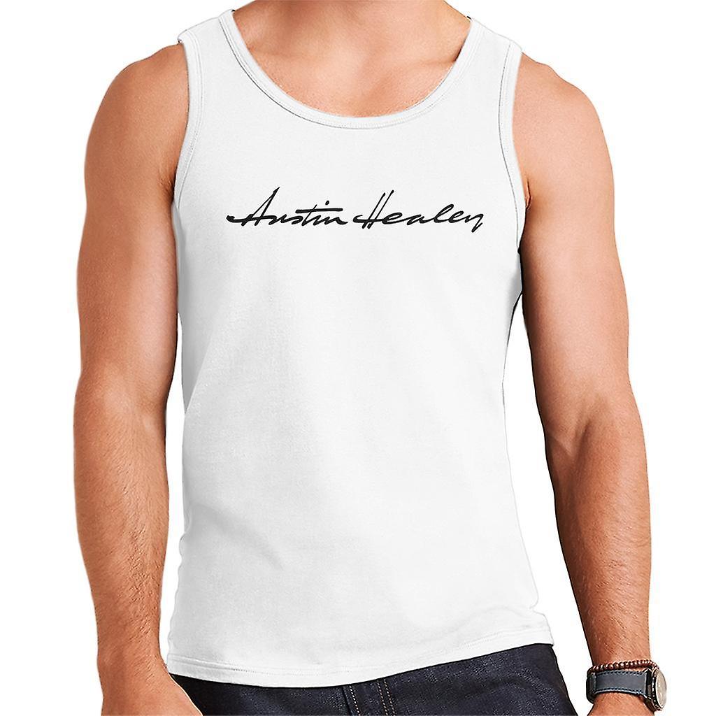 Austin Healey Handwriting Logo British Motor Heritage Men's Vest White Medium