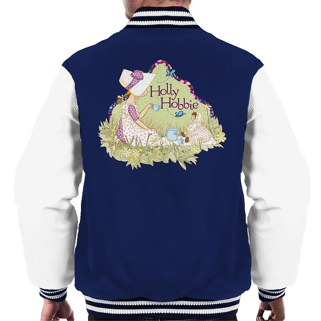 Holly Hobbie Tea Party Men's Varsity Jacket Navy/White Medium