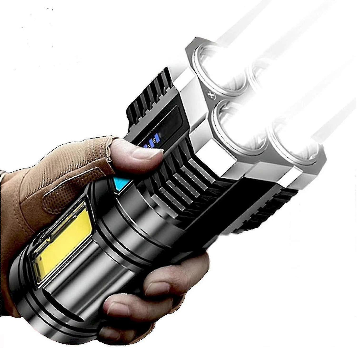 Yuzee Super Bright 10000000lm Torch Led Flashlight Usb Rechargeable Tactical Light as shown