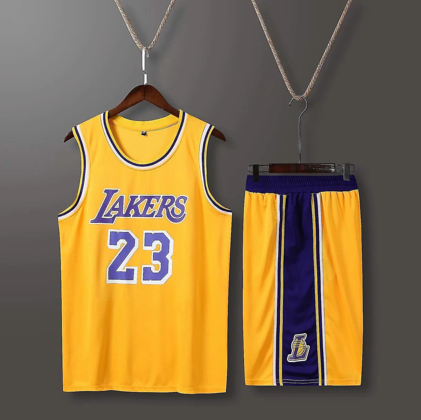 Cryin Men"s Basketball Jeresy, 23 Lakers Jersey Shirts, Fashion Basketball Jersey, Gift For Basketball Fans, Yellow, M