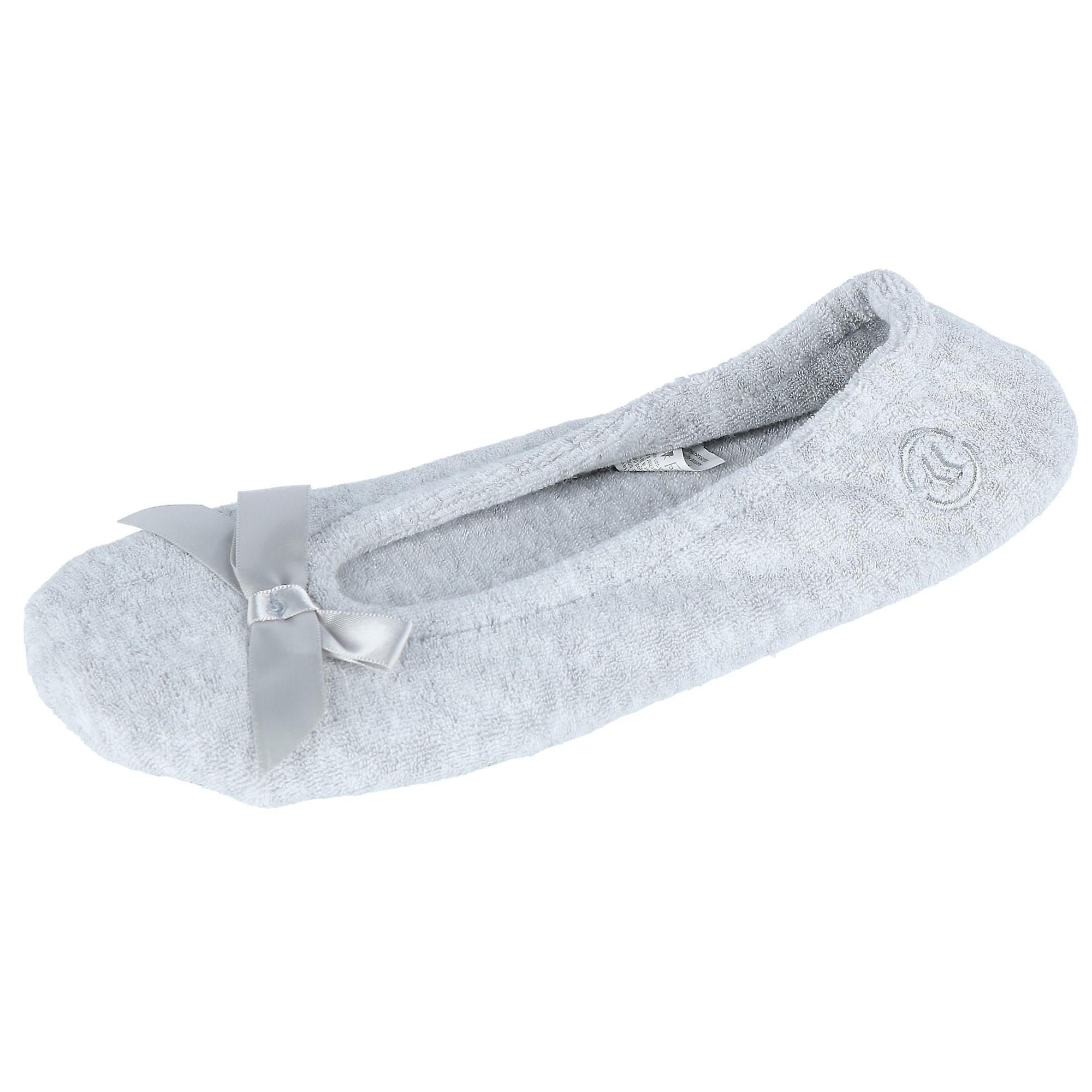 Isotoner  Terry Classic Ballerina Slippers (Women) Grey Heather Xlarge