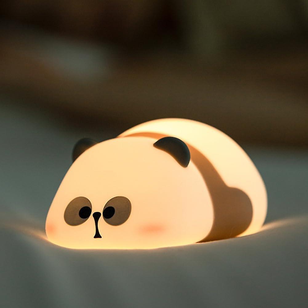 Frusde Cute Panda Led Night Light, Rechargeable Cartoon Silicone Bedroom Light, Touch Sensor Timing Bedside Lamp For Kids Gift B