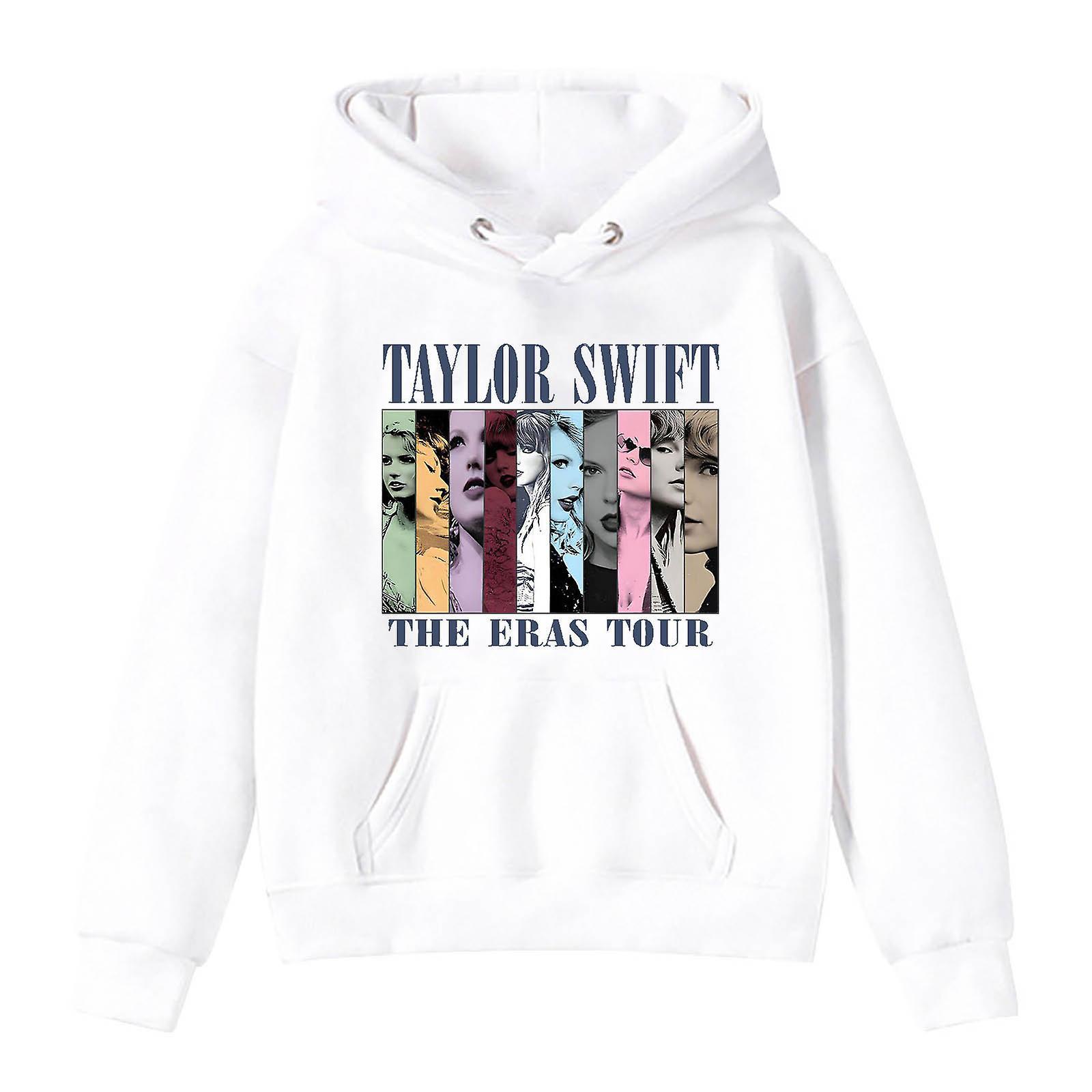 Jnnjv Taylor Swift The Eras Tour Taylor Peripheral Printed Hoodie Autumn And Winter Casual Children's Sweatshirt 924-WT-White 4 160cm