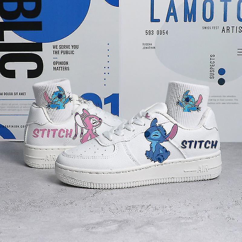 Sunrise Disney Lilo Stitch Print Sport Shoes New Tennis Shoes Couple White Shoes Cartoon Mickey Sneakers Children Casual Shoes D free sock 44