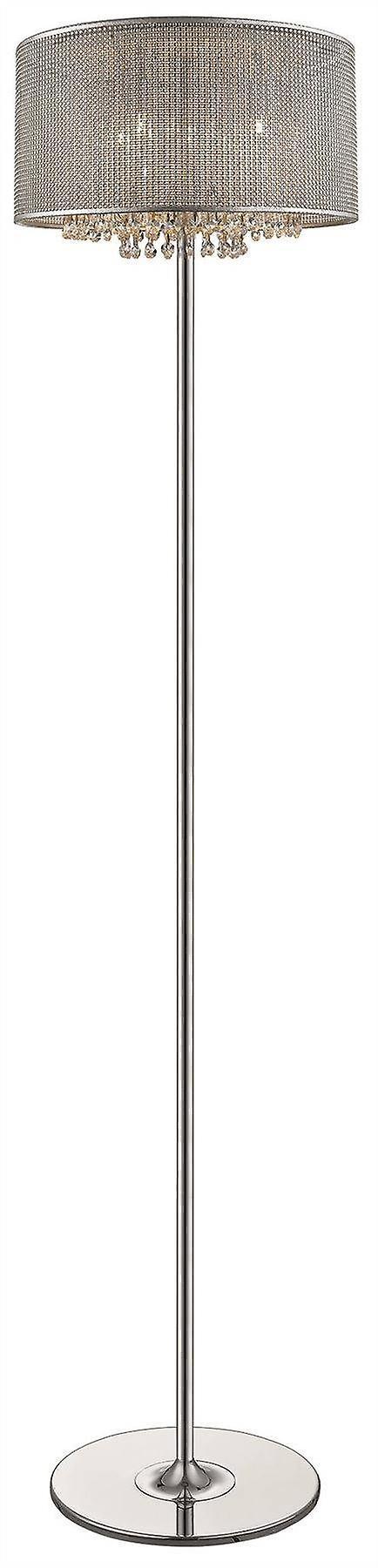 Spring 4 Light Floor Lamp Silver Crystal Glass G9