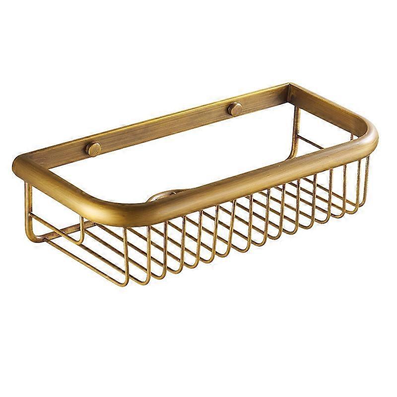 Szsljsm Bathroom Shower Basket 30cm Brass Shower Organizer Antique Brass Wall Mount