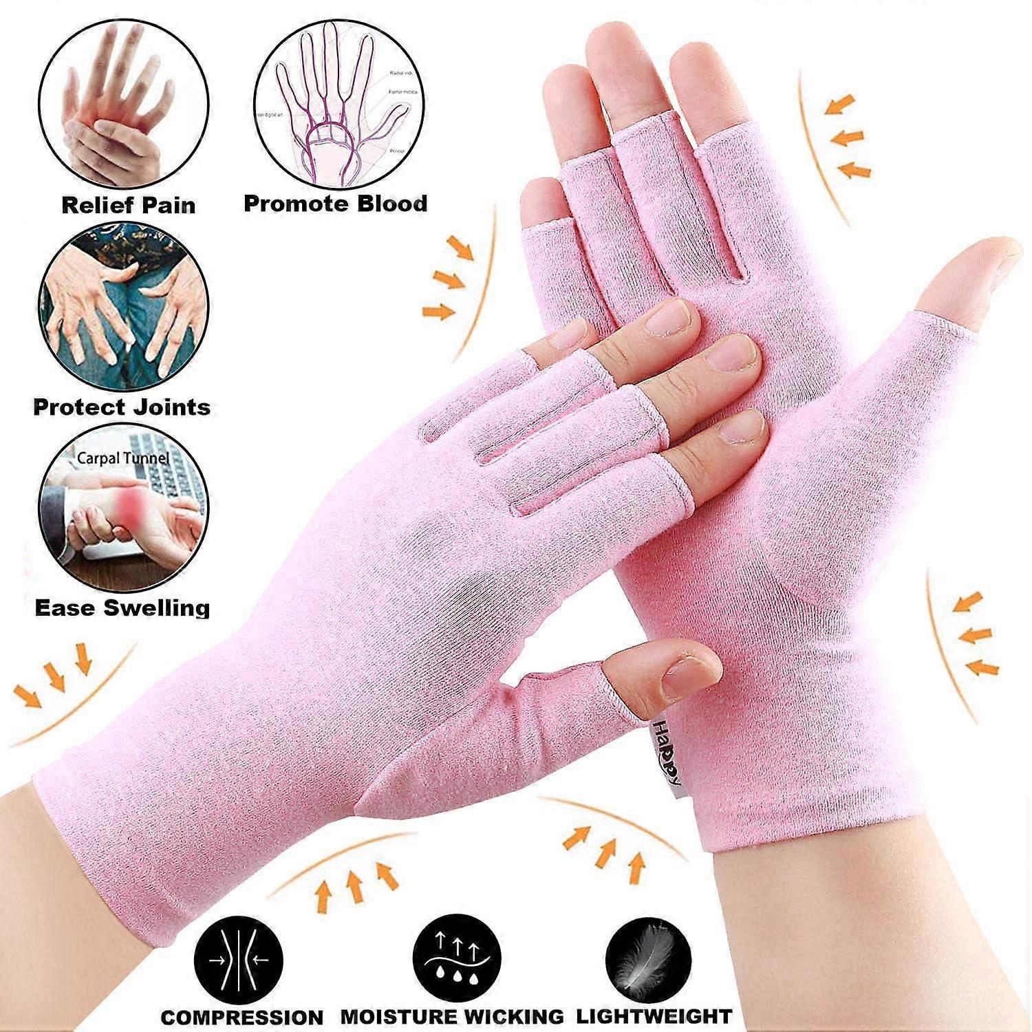 Szczw 2 Pairs Compression Arthritis Gloves, Fingerless Gloves for Women Rheumatoid & Osteoarthritis - Joint Pain and Carpel Tunnel Relief Hand Glov...