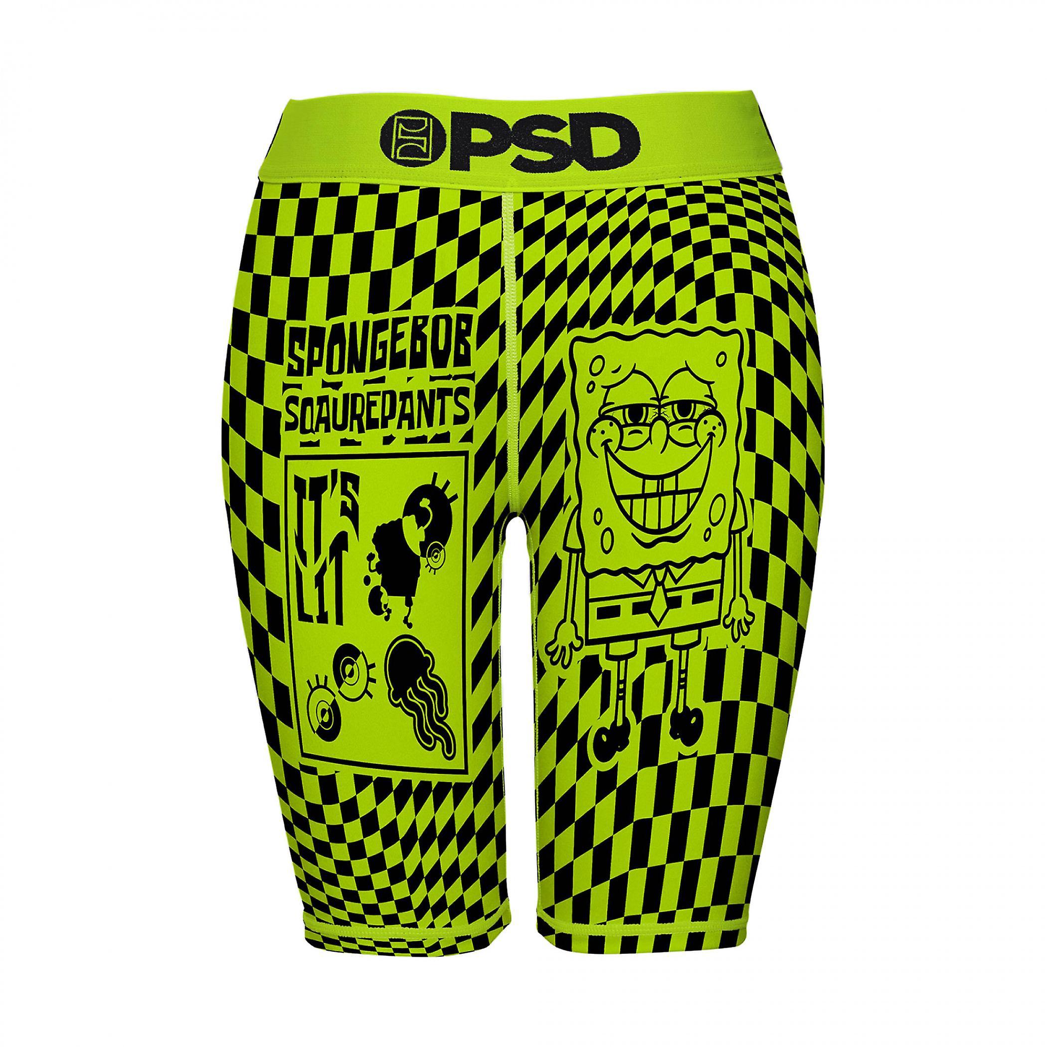 Tv Shows SpongeBob SquarePants It's Lit Checker Print PSD Workout Shorts Yellow XLarge (40-42)