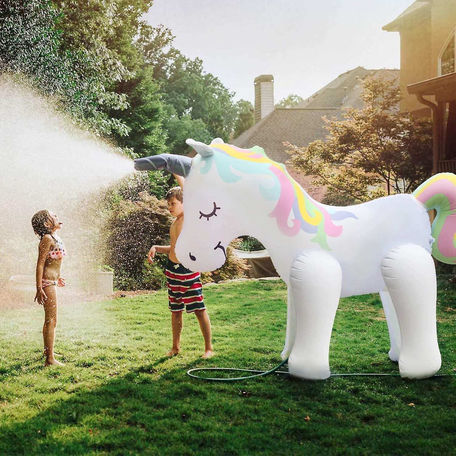 Dewenwils Dww-Gant Gonflable Licorne Arroseur Licorne Eau Jouets pour Summer Yard et Outdoor Play Enfants et Adultes Summer Party Favorite, l't