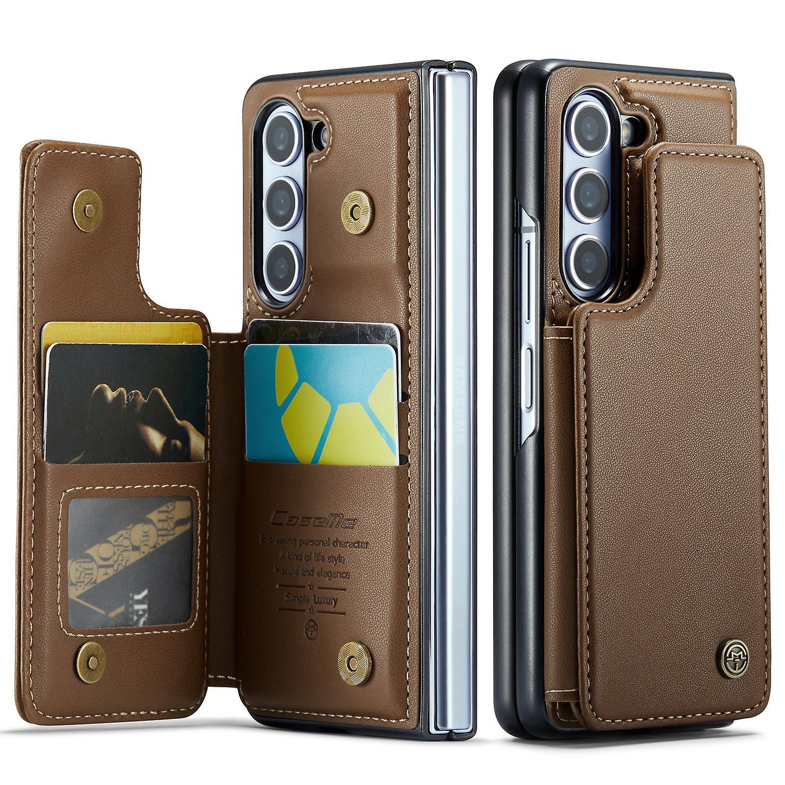 Frusde Z Fold 5 Case, Wallet Leather Kickstand Shockproof Case Compatible Samsung Galaxy Z Fold 5 With With Card Holder & Rfid Blocking Brown For G...