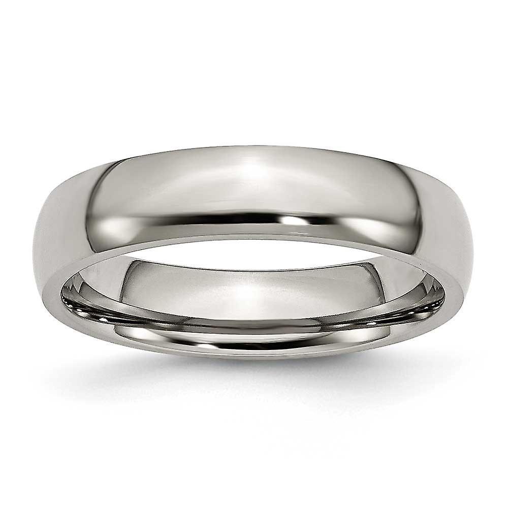 Chisel Titanium Half Round Engravable 5mm Polished Band Ring Jewelry for Women - Ring Size: 5 to 16 6