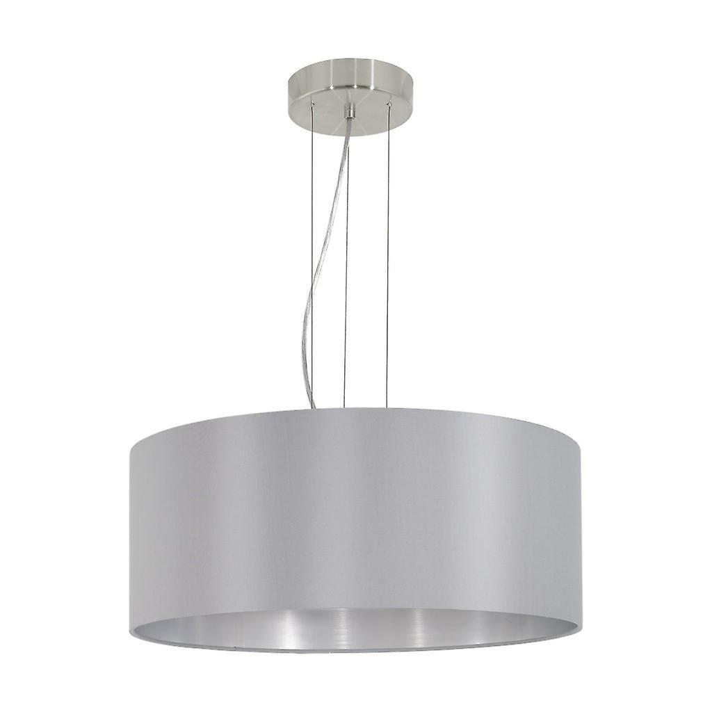 Eglo Lighting Maserlo 3 Light Round Ceiling Pendant Satin Nickel Grey, E27