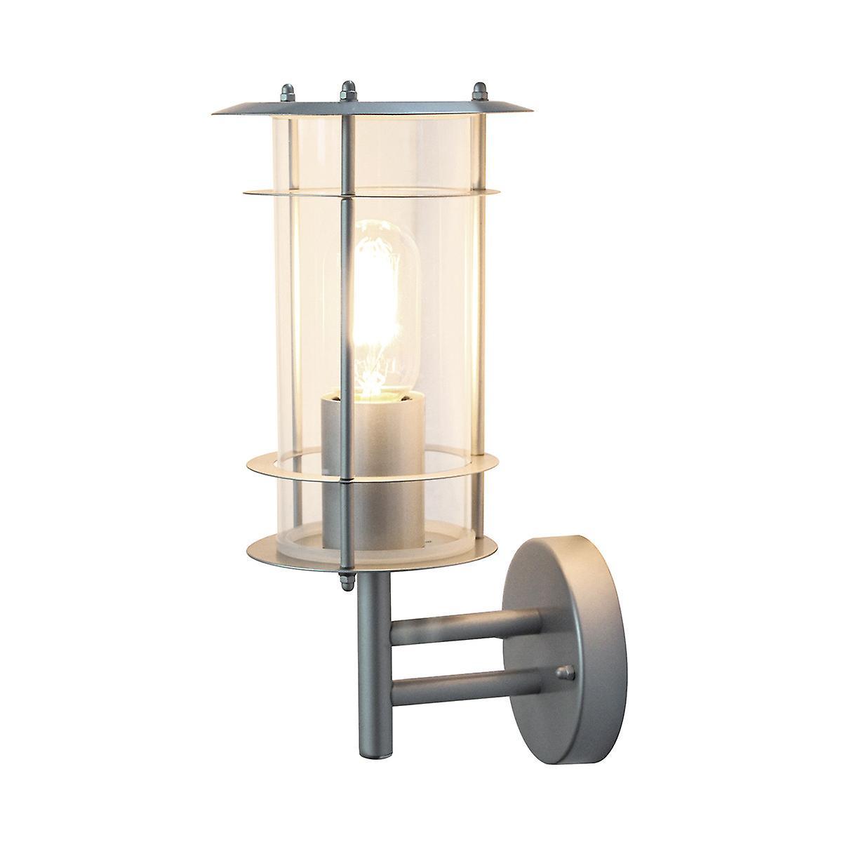 Ordrup 1 Light Outdoor Wall Lantern Light Silver IP44 E27