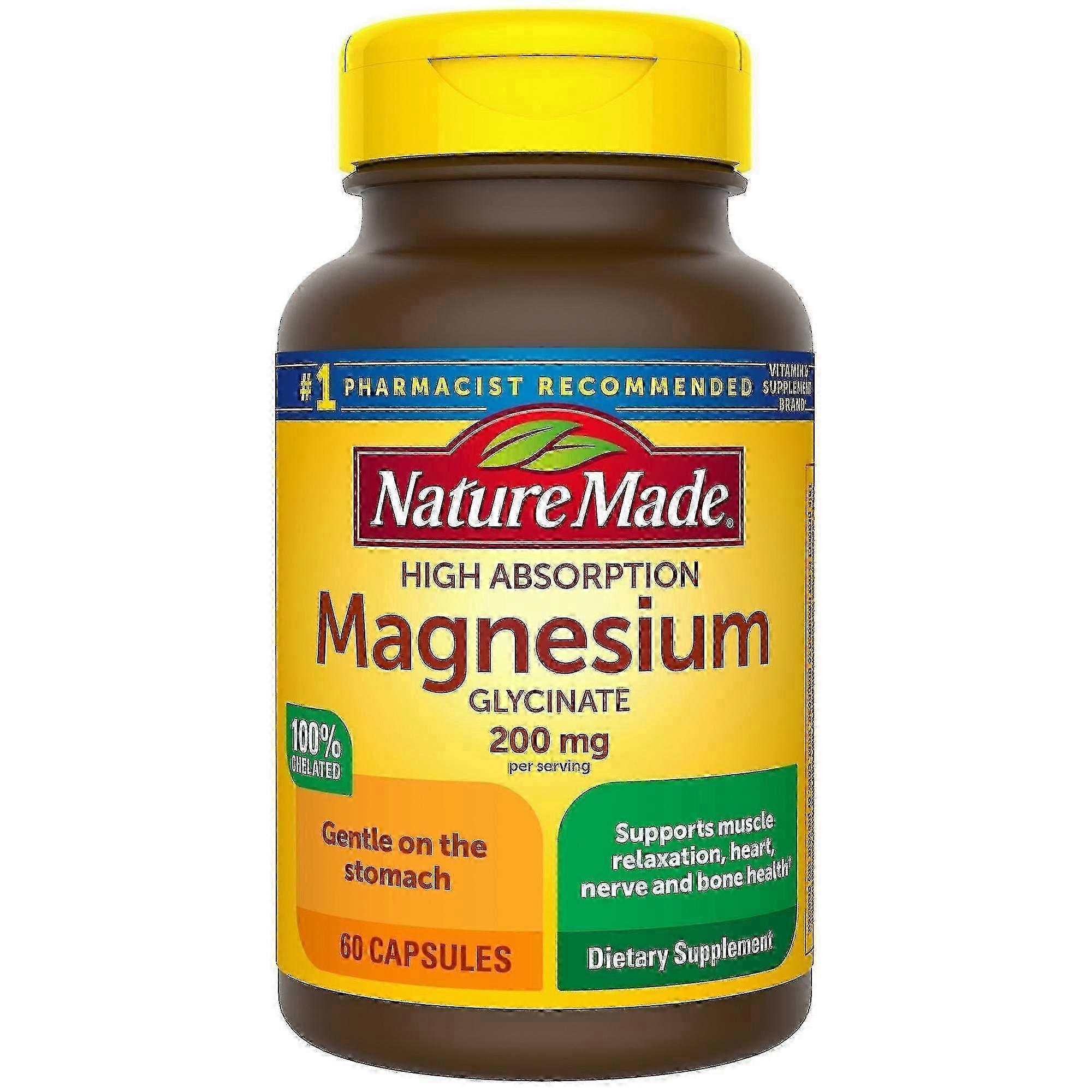 Nature Made High Absorption Magnesium Glycinate 200 Mg Capsules, 60 Ea