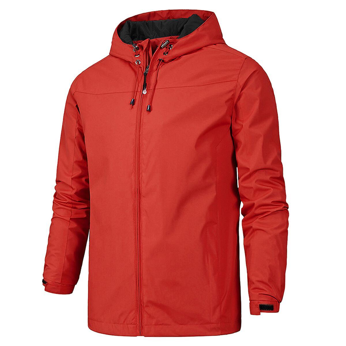 Allthemen Mens Outdoor Running Jacket Hooded Zipper Closure Lightweight Sports Jacket Red XL