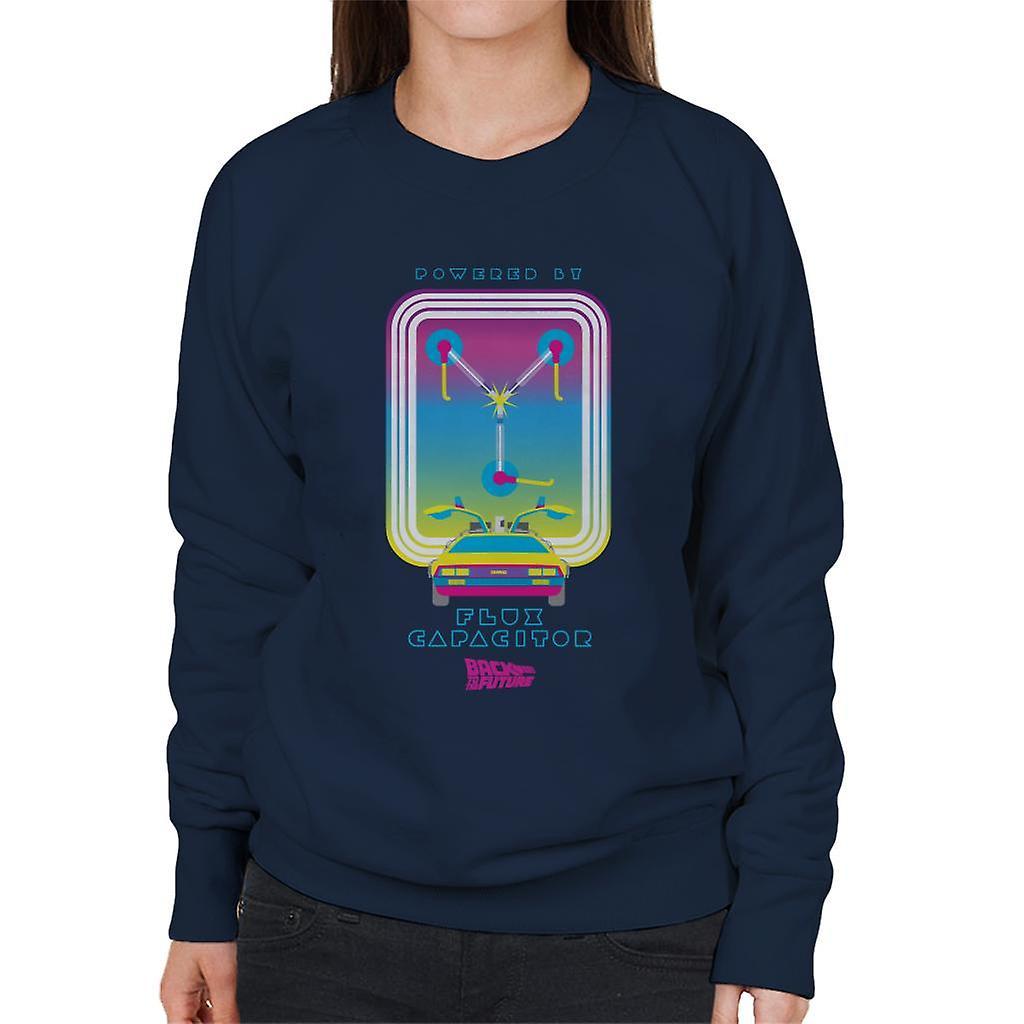 Back to the Future DMC Delorean Flux Capacitor Gradient Women's Sweatshirt Navy Blue XX-Large