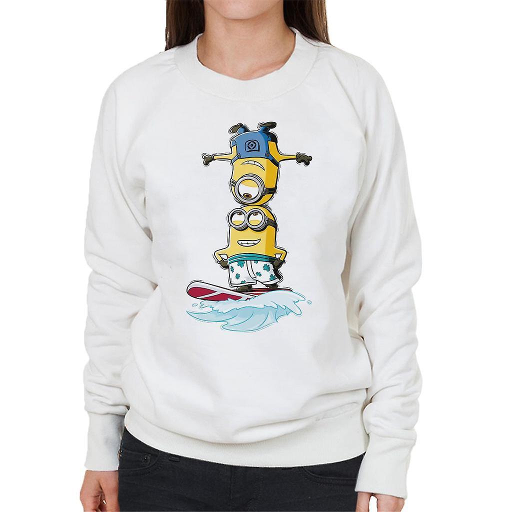 Despicable Me Minions Head Surfing Women's Sweatshirt White Large