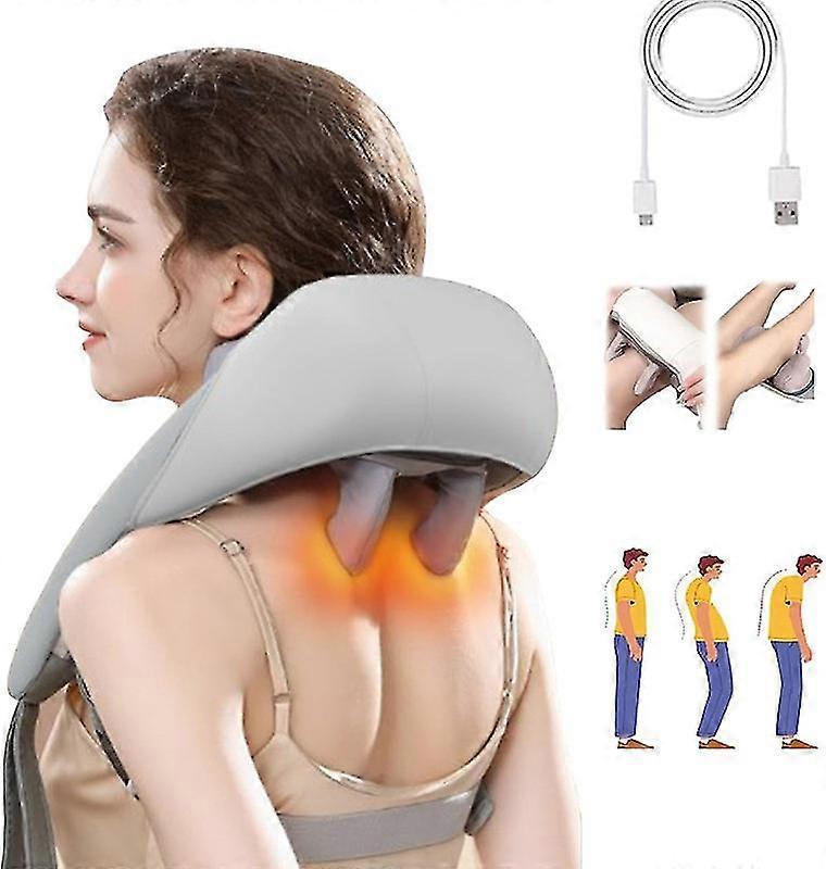 Walkbee Massagers For Neck And Shoulder With Heat, Neck And Back Massager Grey