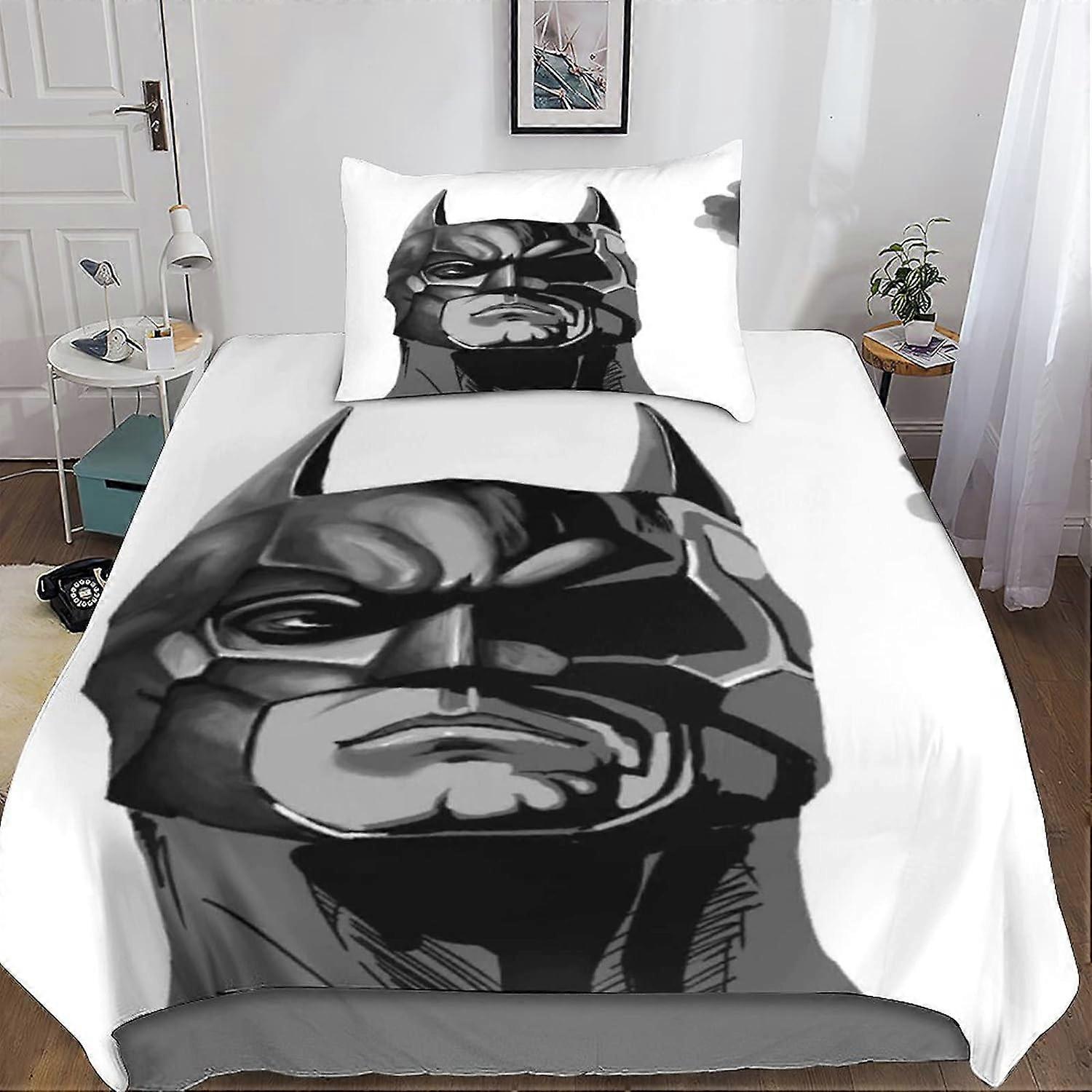 Kerota Batman Duvet Cover Bedding Set with Zipper Pieces Duvet Covers with Pillowcases Microfiber Duvet Covers Singlex 135*200 CM Single135x200cm