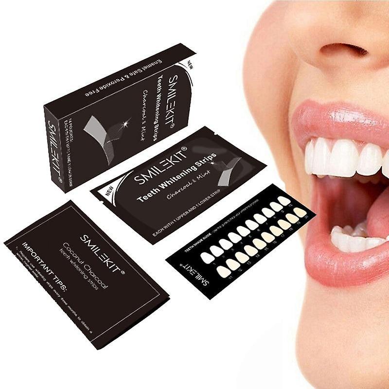 Le Contente Charcoal Teeth Whitening Strips Dental Bleaching Kit Oral Hygiene Care Paste Activated Carbon Teeth Strips 14pcs