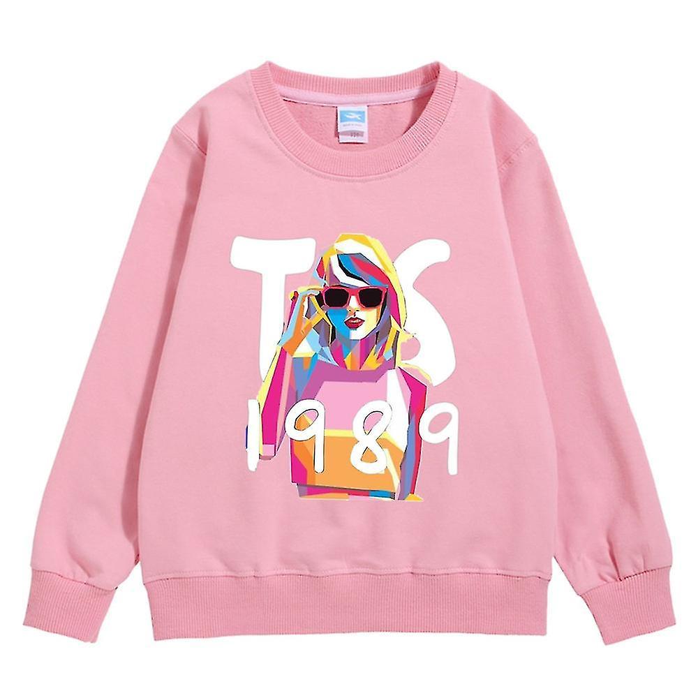 Shinestar Taylor Swift 1989 Printed Sweatshirt Kids Girls Long Sleeve Pullover Jumper Tops Fans Swiftie Gift Pink 6-7 Years