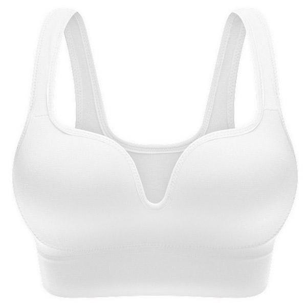 GreenZech Wire free comfy running bras 3d gather push up seamless White M