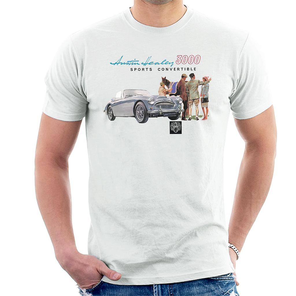 Austin Healey 3000 Sports Convertible British Motor Heritage Men's T-Shirt White XX-Large