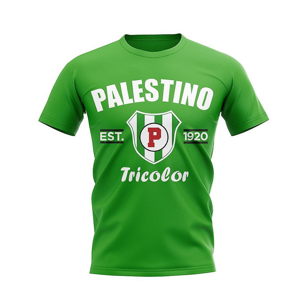 UKSoccerShop Palestino Established Football T-Shirt (Green) White XLB (12-13 Years)