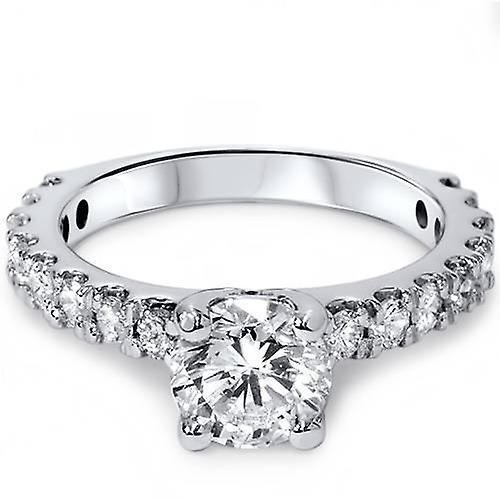 Pompeii3 1 1/2ct Round Cut Enhanced Diamond Engagement Ring 14K White Gold 7.5