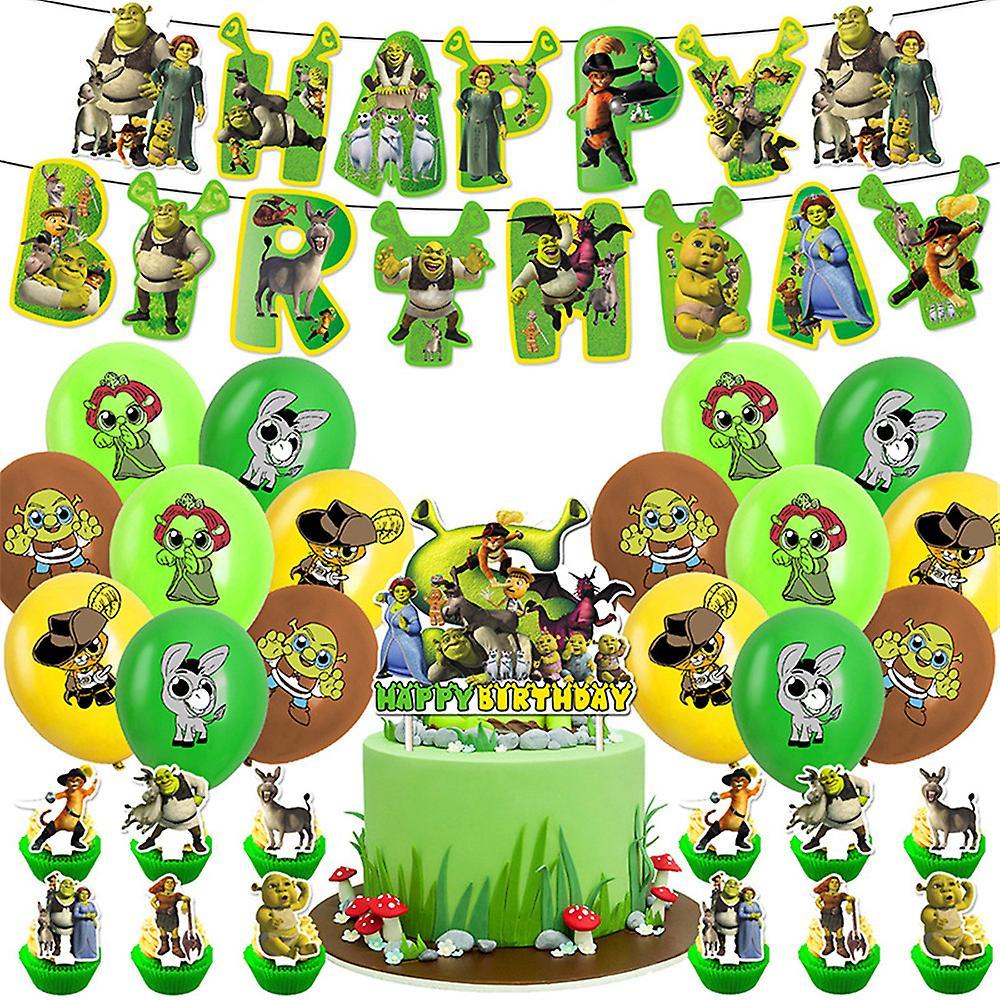 Ochime Shrek Theme Birthday Party Supplies Kit Includes Banner Cake Cupcake Topper Balloons Sets Decoration