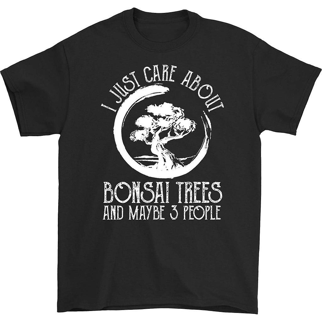 HISHARK I just care about bonsai trees t-shirt Black XL