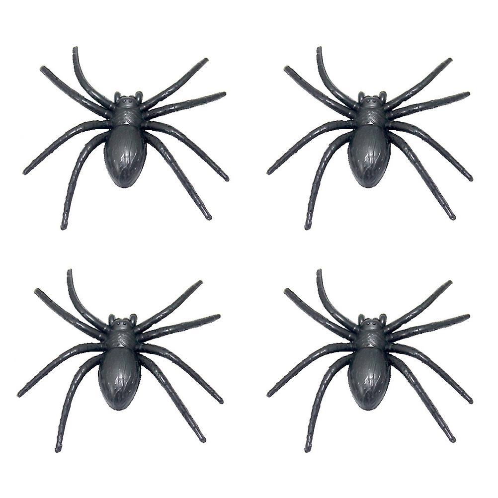 Tinksky 4 Pcs Plastic Spiders Halloween Spider Spider Decorations Plastic Spider Realistic Fake Spiders Black