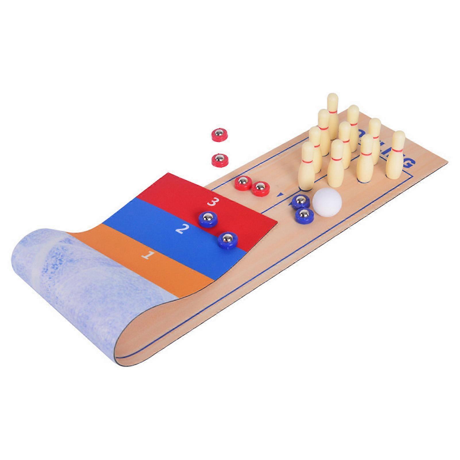 Sinknap Tabletop Shuffleboard Bowling Game Set Novelty & Interesting Mini Desktop 3-in-1 Shuffleboard Table Curling Game Parent-child Interactive Haku