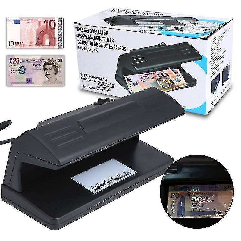 Zhanhuang Uv Light Practical Counterfeit Bill Currency Fake Money Detector Checker Eu Plug Black Color 183x82x