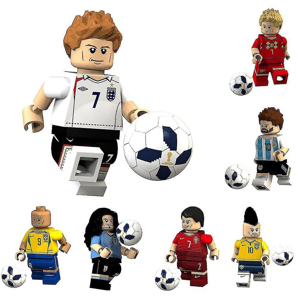 DUQI 8pcs/set Football Player Super Star Figurine Mini Building Block Toy Gift