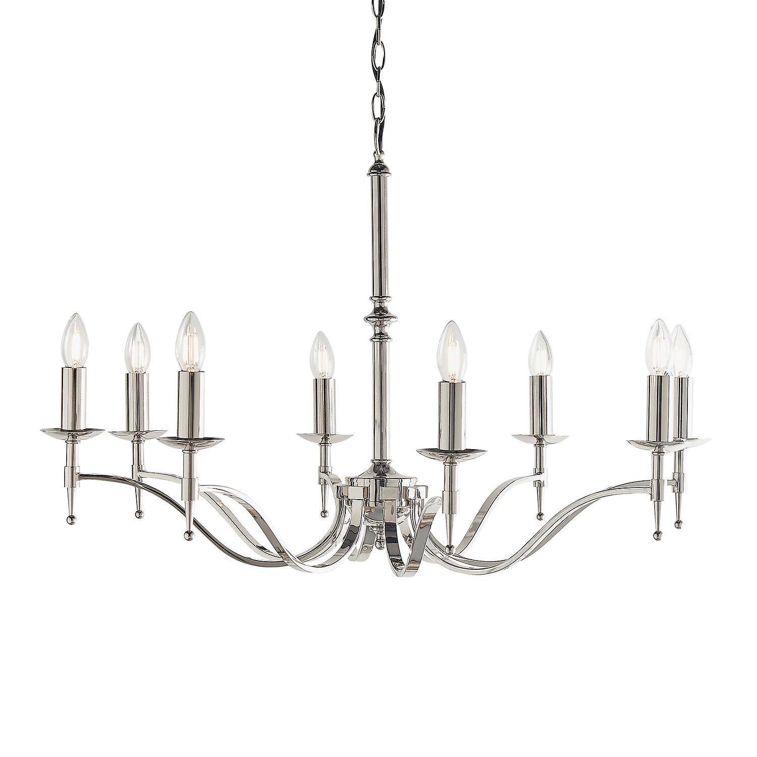 Stanford 8 Light Chandelier Polished Nickel Plate Finish E14