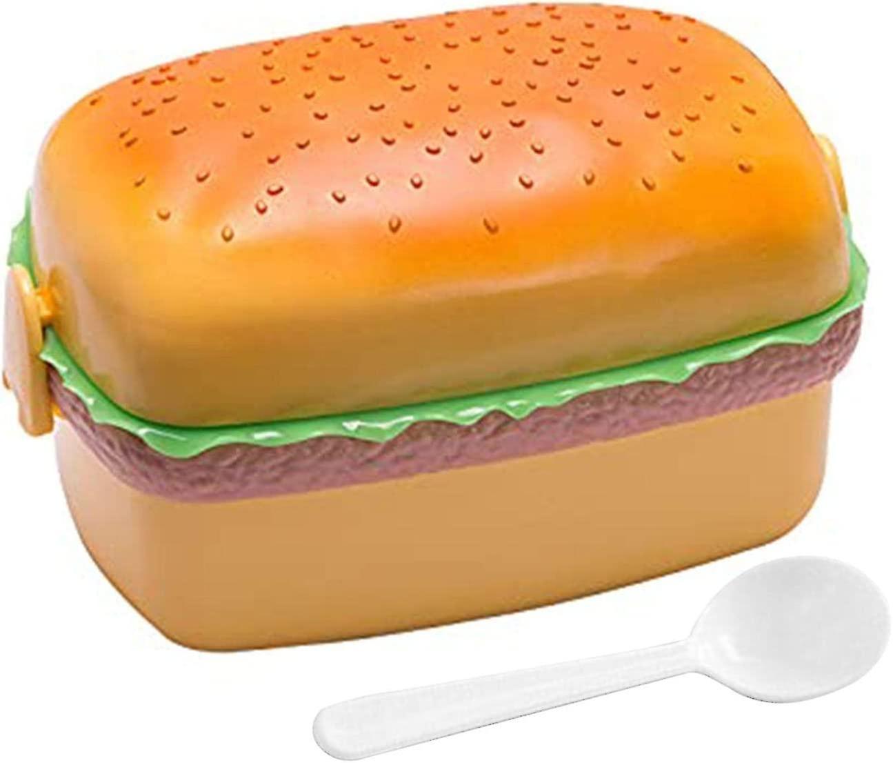 Tianzun 3-tier Lunch Box, Hamburger Shaped Kids Lunch Box, Plastic Hamburger Bento Lunch Box, Food Container With Spoon Rectangle