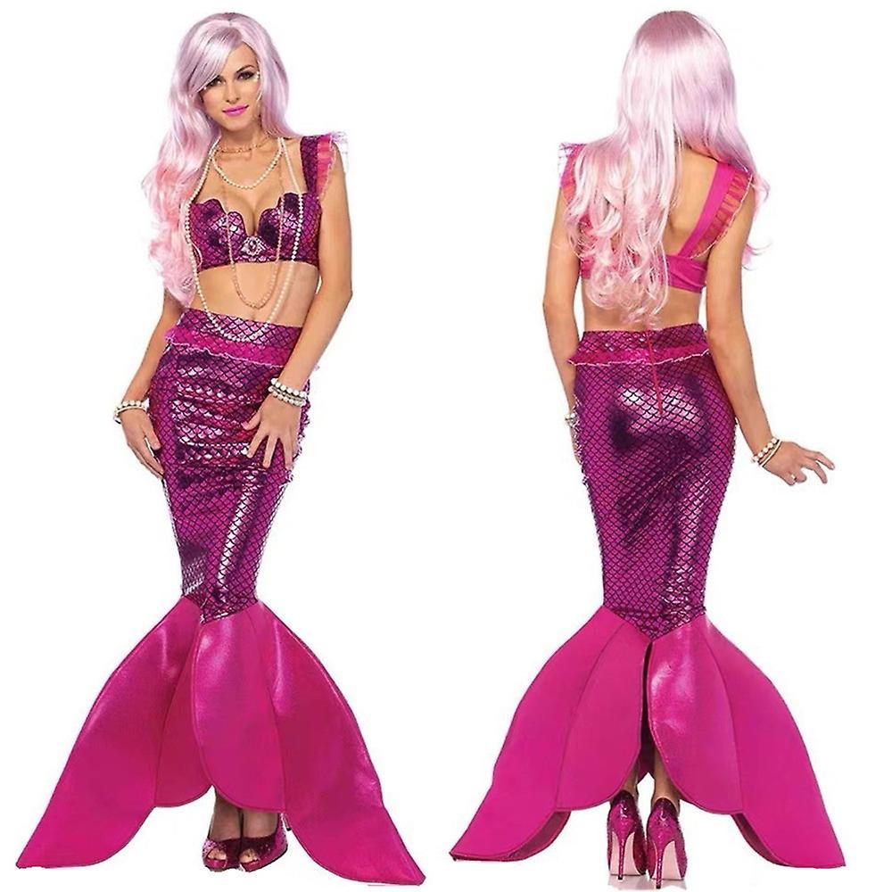 Baiyis Mermaid Ariel Cosplay Costume Mermaid Princess Dress Fish Tail Skirt Halloween Carnival Costume For Women L