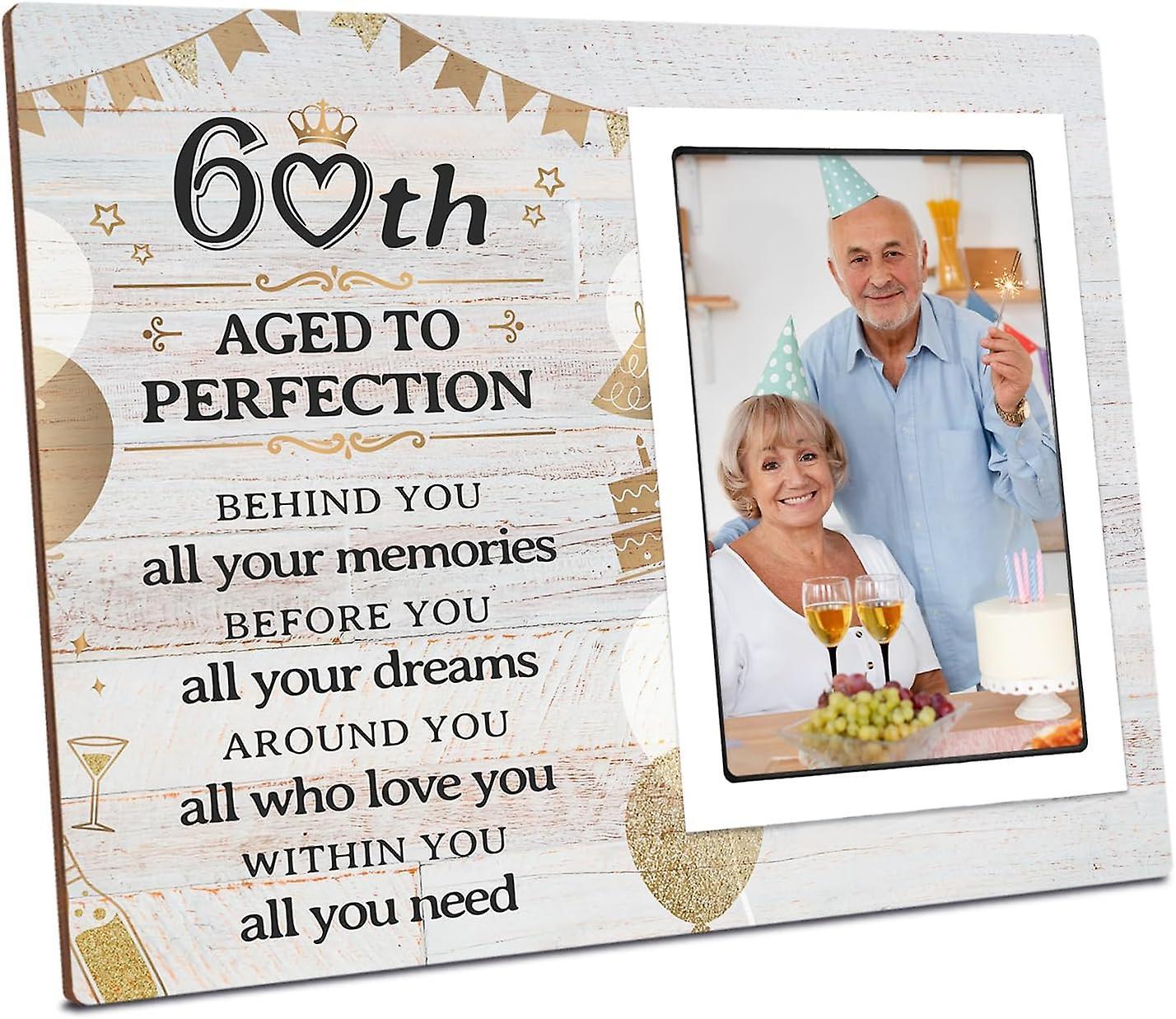 Fankie666 60th Birthday Wood Photo Frame - Happy Birthday Decoration For Loved Ones