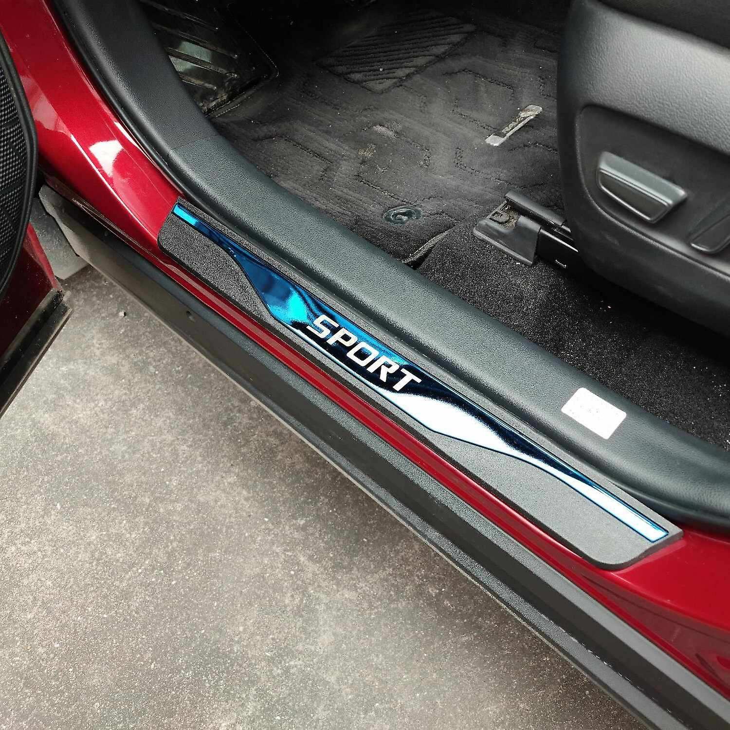 carhanson Car Accessories Door Sill Plate For Hyundai Kona 2017-2024 Door Sill Strip Threshold Protection Blue One-size