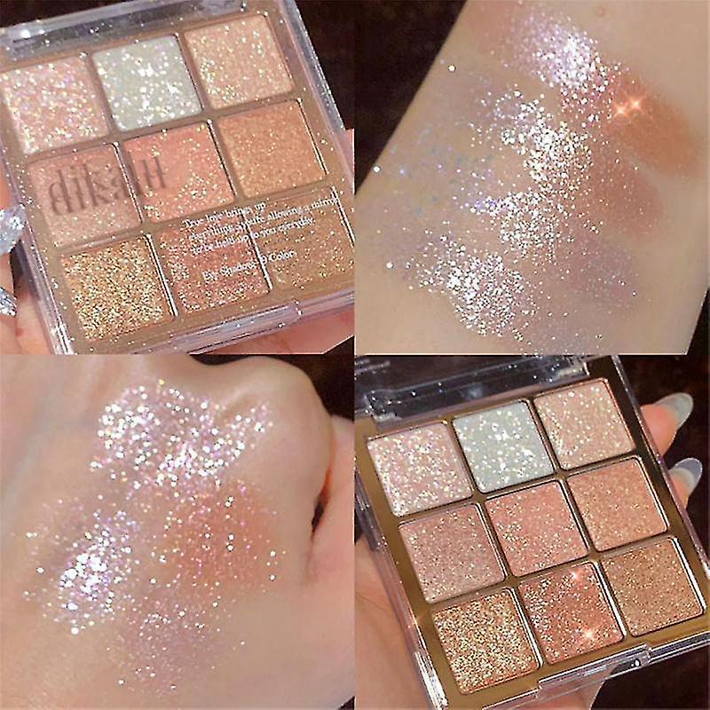 Bnetiza 9 Colors Eyeshadow Palette Acrylic Matte Glitter Shiny Eye Shadow Palette Shimmer Eye Makeup A01