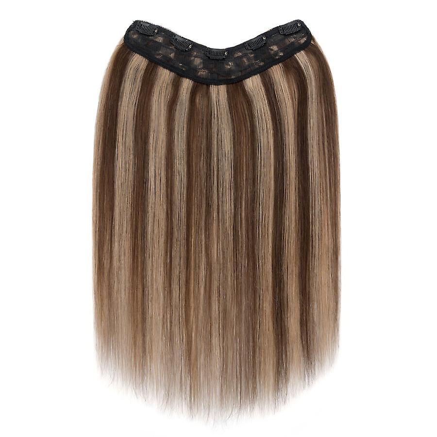 Sego V-shaped Human Hair Extensions One Piece Clip in Hair Extensions mediumbrown&darkblonde 18inch