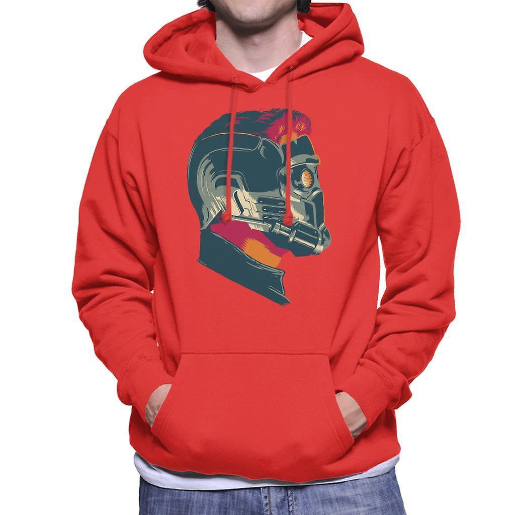 Marvel Guardians Of The Galaxy Vol 2 Star Lord Wearing Mask Men's Hooded Sweatshirt Red X-Large