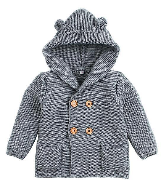 Slowmoose Baby/ Winter Warm Sweaters, Long Sleeve Hooded Coat 12M / gray-6913