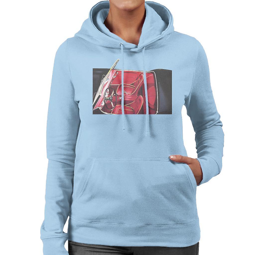 Austin Healey View Of Seats British Motor Heritage Women's Hooded Sweatshirt Sky Blue Medium