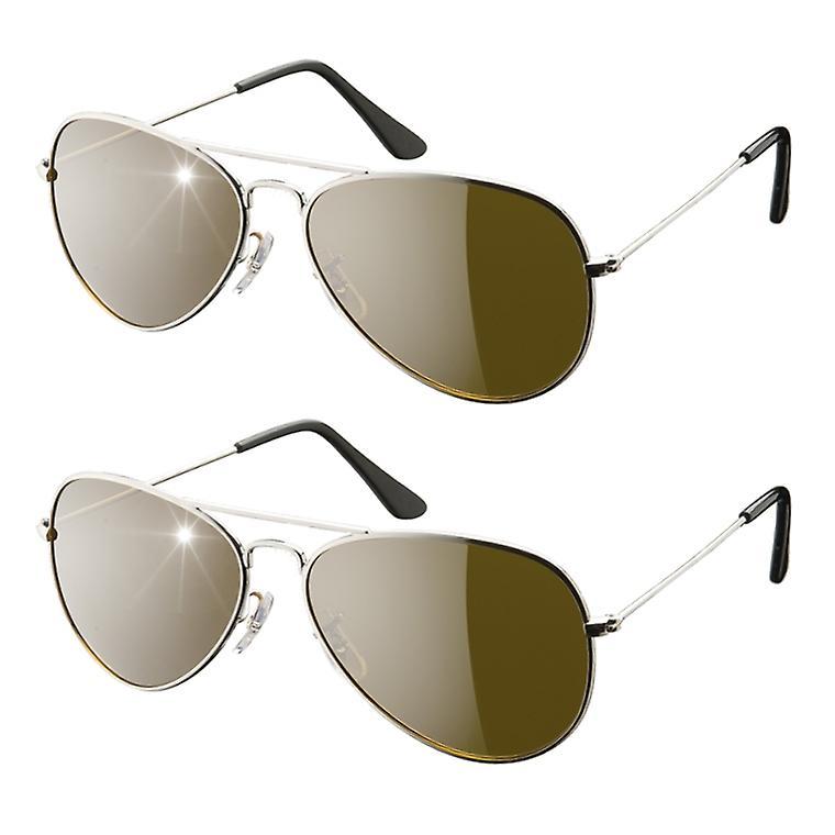 Eagle Eyes - Pilot Sunglasses Set of 2 - Silver