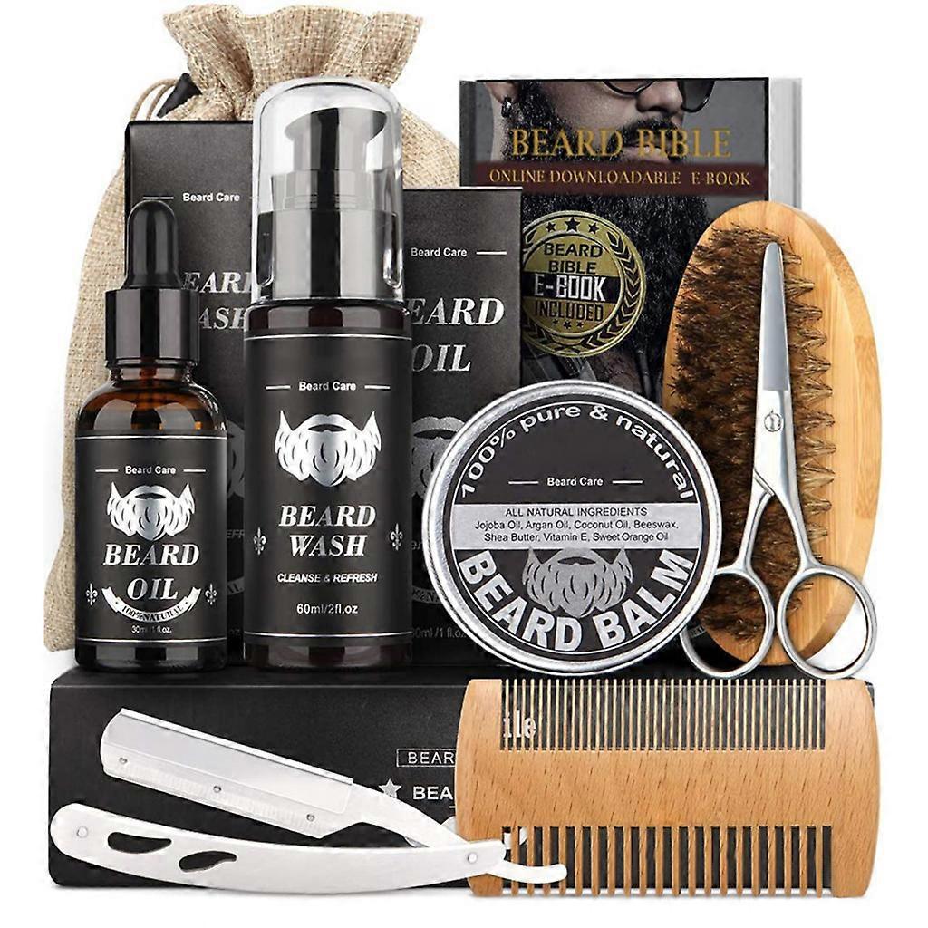 Unbrand Beard Care Kit for Men-Beard Grooming Kit includes Brush,Comb, Balm,Oil,Scissors