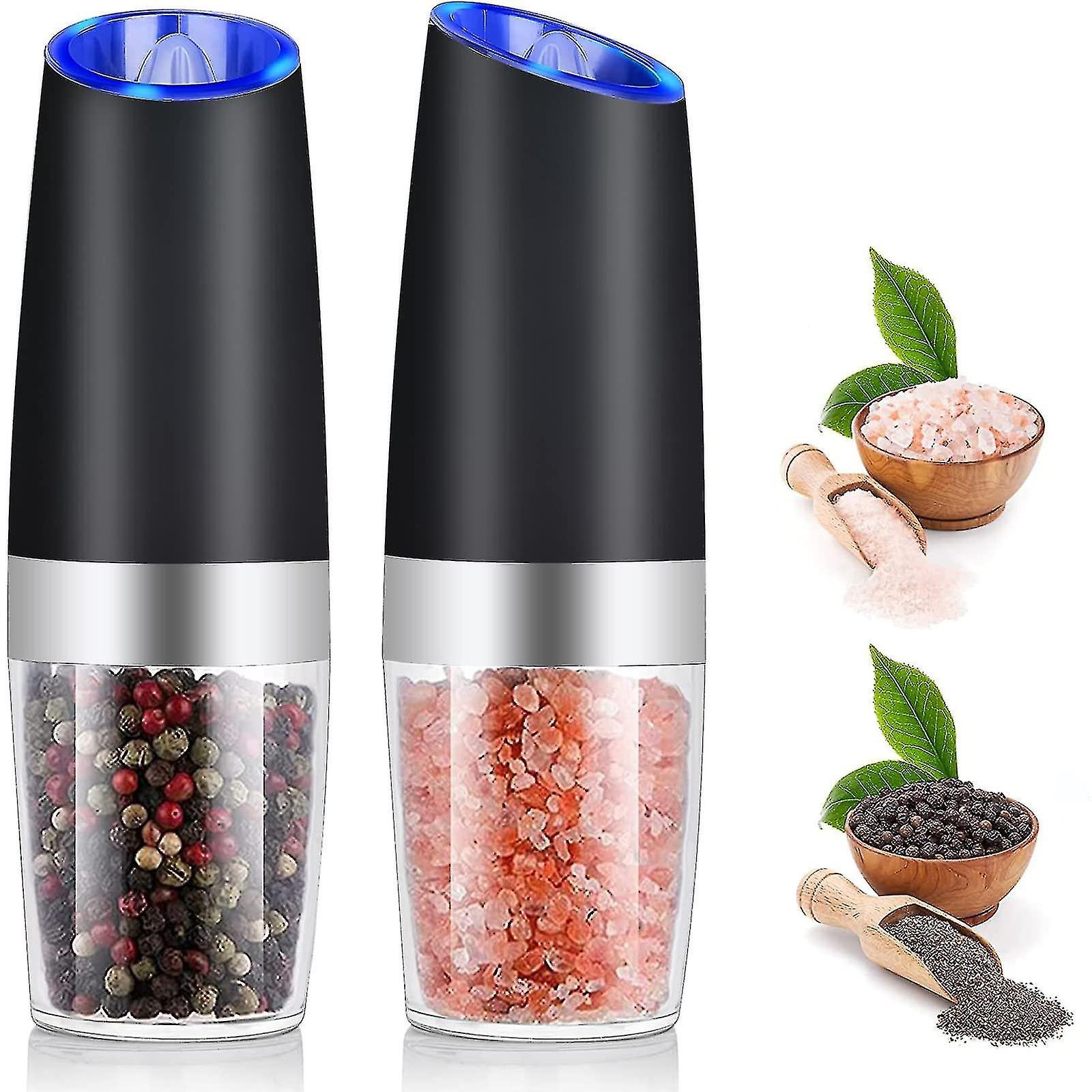 Elriven Automatic Gravity Electric Salt Pepper Mill Grinder Electric Steel Spice Tool Silver